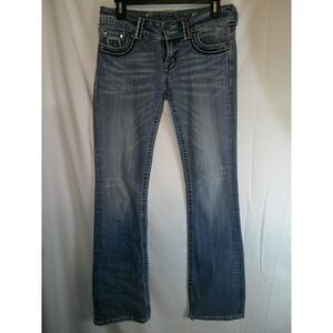 Miss Me Bootcut Jeans Rhinestone Embellished Distressed Pockets Jeans Size 28‎